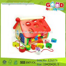 2015 Newest Educational Wooden House Toy,Play Wooden Block House,Sort Shape House Toy